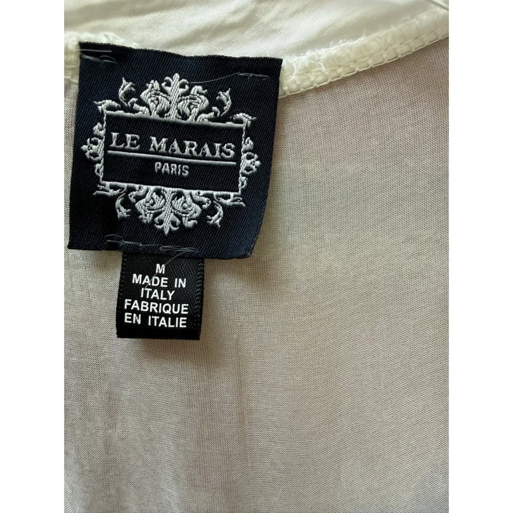 Le Marais‎ Paris White Floral Eyelet Tie Front Sleeveless Blouse Made in Italy M